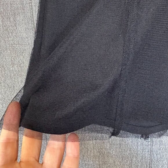 Vintage Y2K Charlotte Russe Black Tulle Satin Floral Applique Off Shoulder Top - Picture 11 of 15